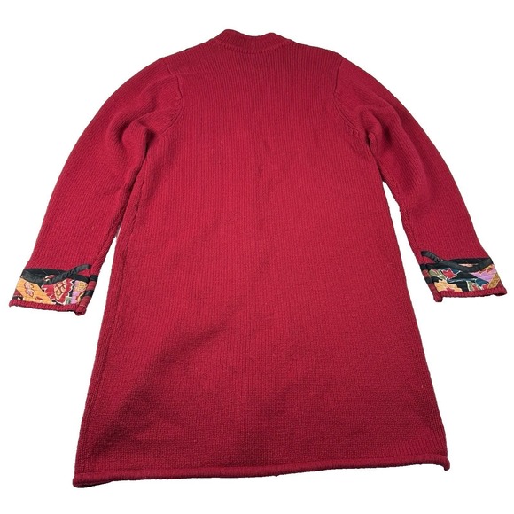 Duster Cardigan Sweater Wool Silk‎ Blend Open Size Large Koos Quilted Mandarin - Picture 9 of 9